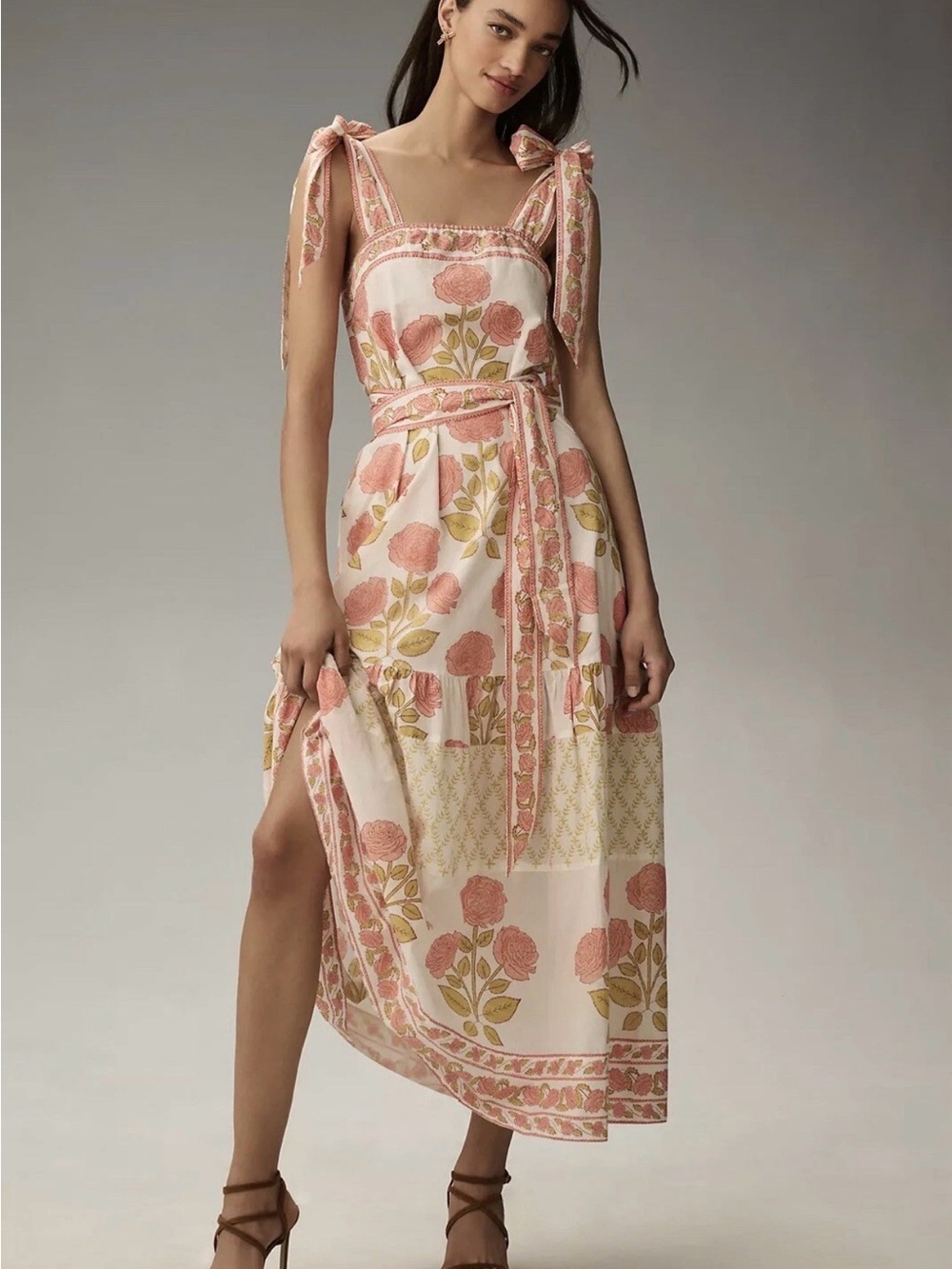 Anthropologie Sue Sartor Tie-Shoulder Sundress L